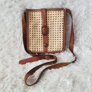 Patricia Nash Leather & Rattan Crossbody Bag